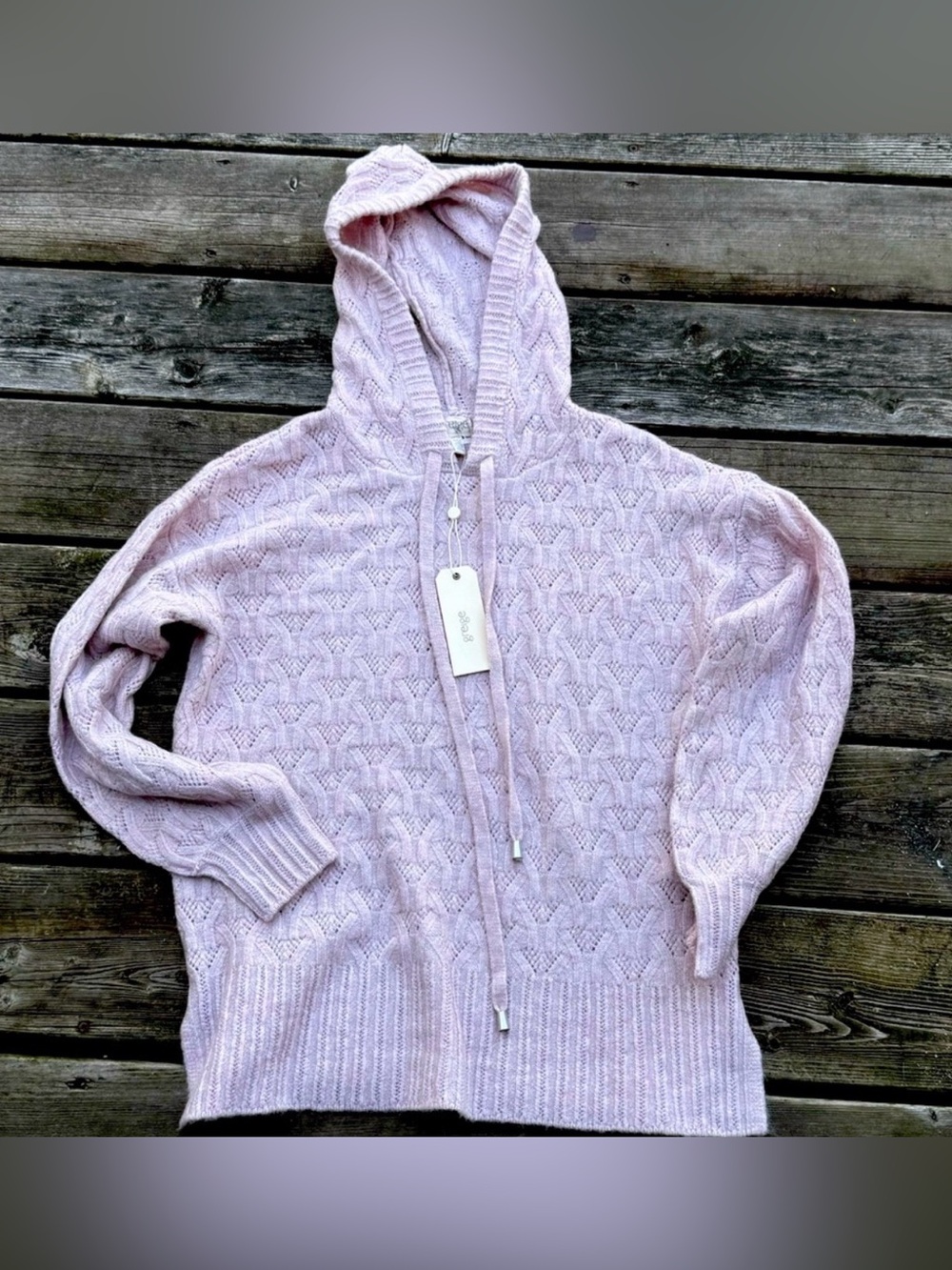 Greige hoodie knitted sweater